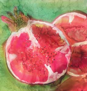 image of a painted pomegranate