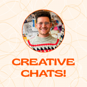 Creative Chats Logo with headshot photo of Jamie Kallestad smiling